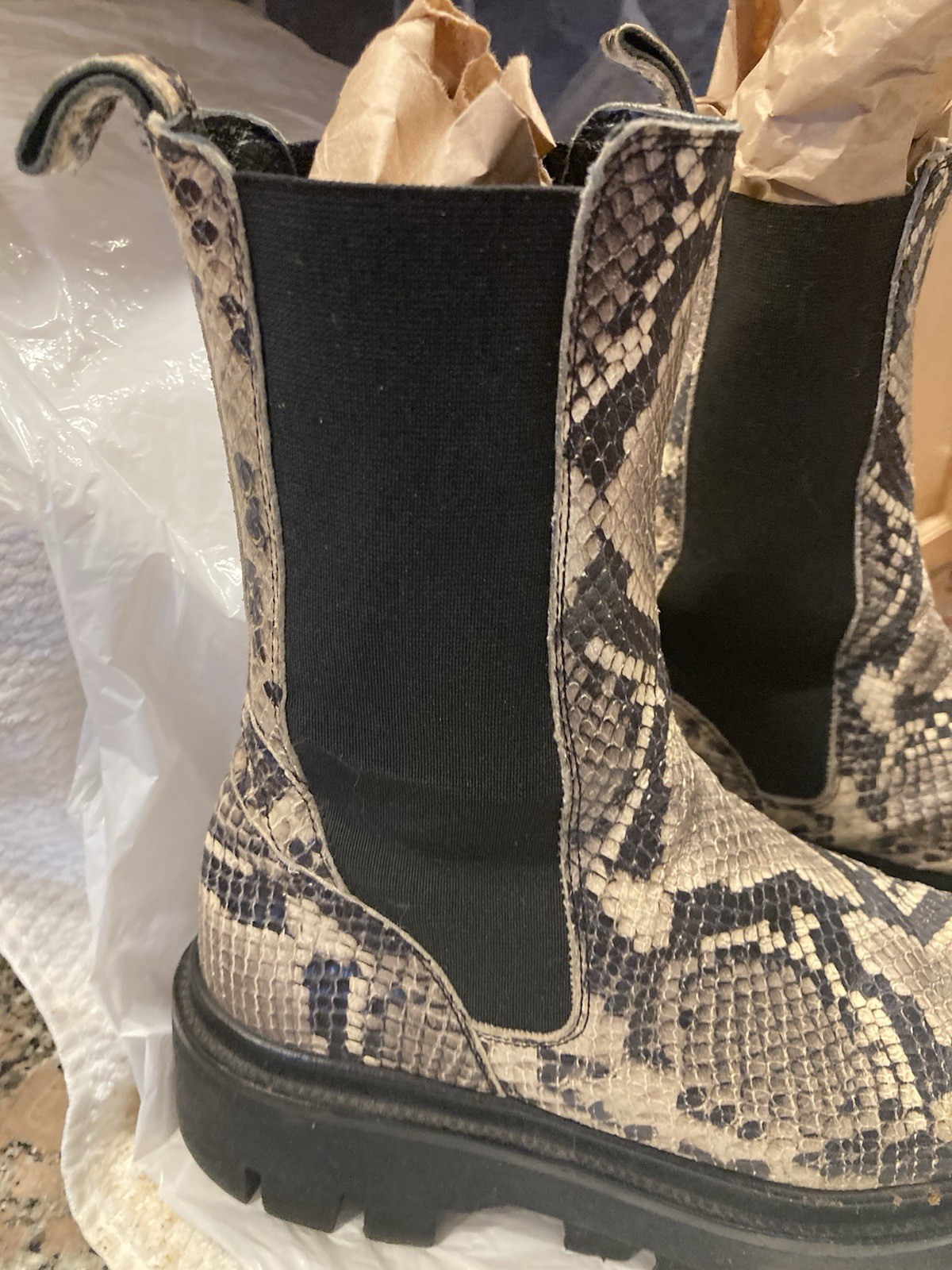 All Saints Billie Snake Embossed Print Chelsea Boot Size 36/ USA Size 6 MSRP 230