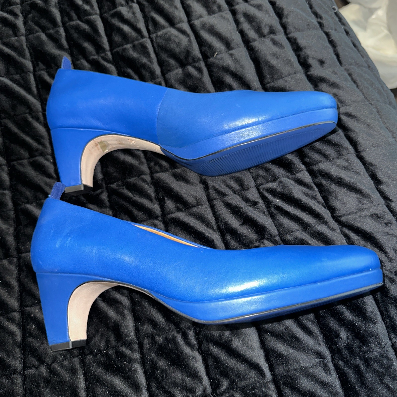 Dr Liza Blue Med Heel Shoes 8M Made In Brazil NWOB