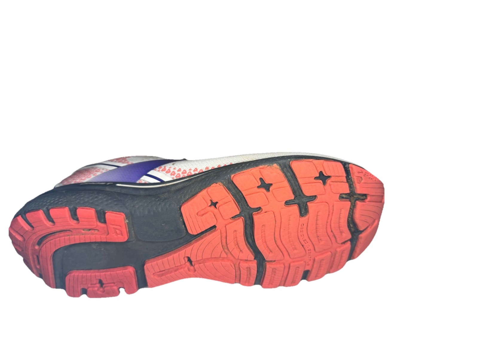 Brooks Ghost 14 Athletic Running Shoe Sneaker Womens Sz 9 White/Purple/Coral