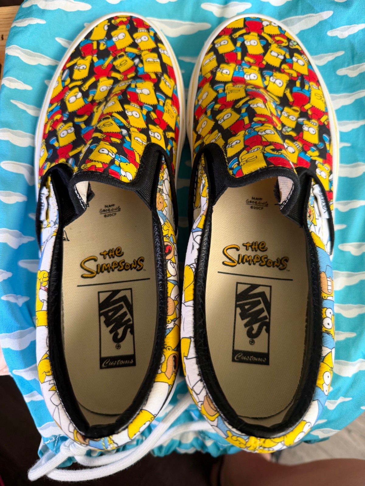 The Simpsons x Vans Customs Classic Slip-On w/ Bart and Homer Simpson 9 M/10.5 W