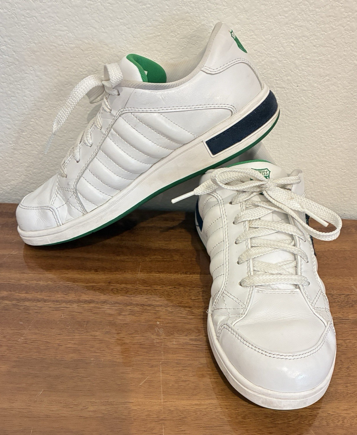 K-Swiss Womens Size 8 White Green Leather Court Tennis Shoe Casual Lifestyle Y2K