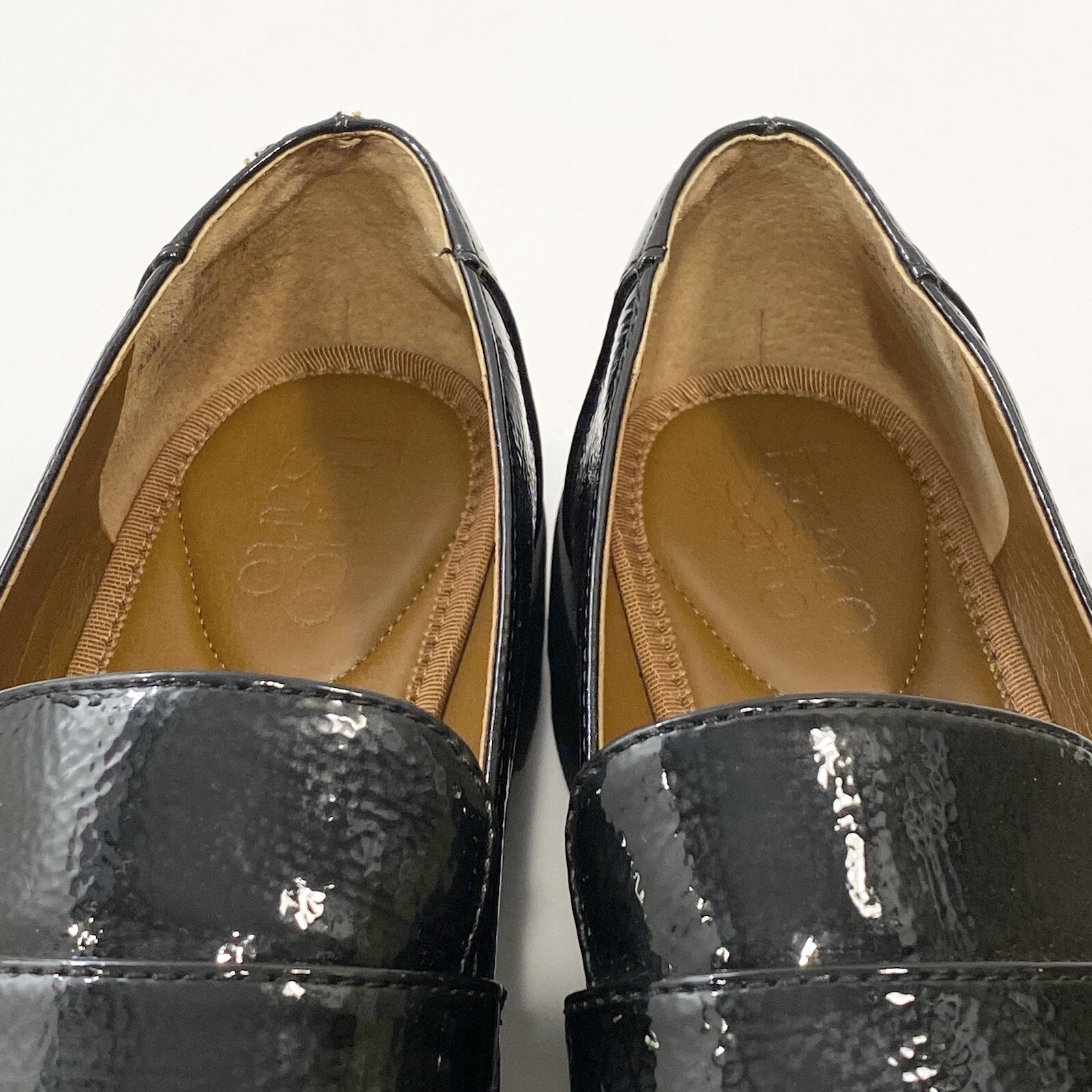 Franco Sarto Brindy Platform Loafer Lug Sole Black Faux Patent Leather 9.5M