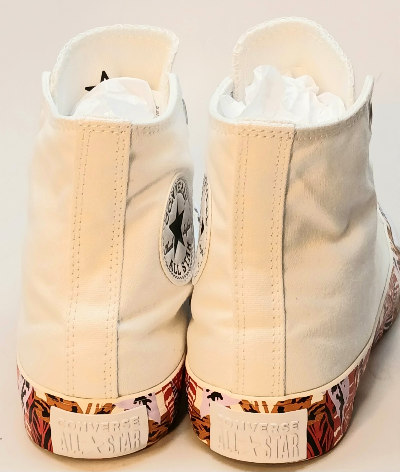Converse CTAS Hi Women’s 7 White Canvas High Top Sneakers Tropical Summer Print