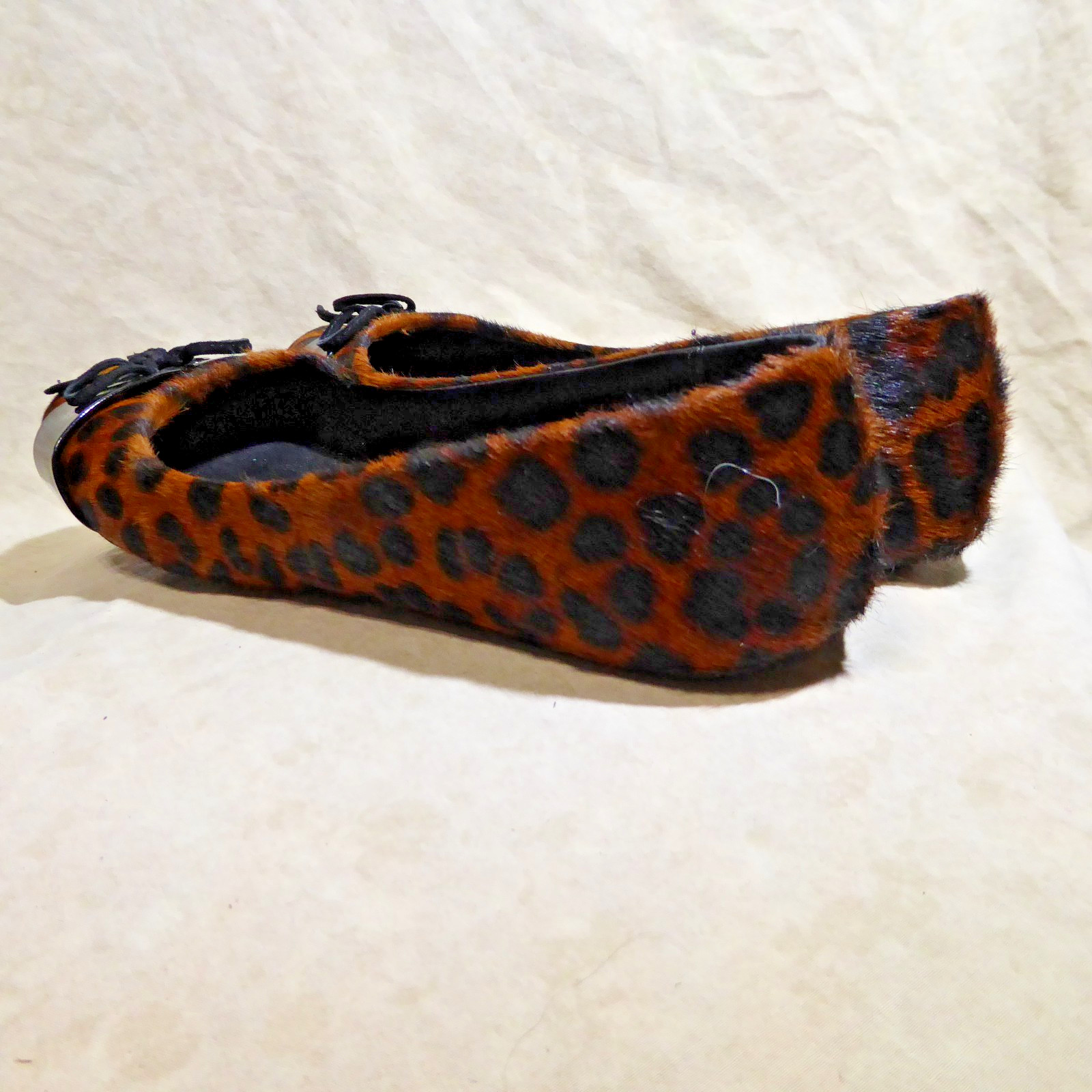 🥿 Kenneth Cole Reaction Ballet Flats sz 9.5 M Leopard Calf Hair; Bow Straps