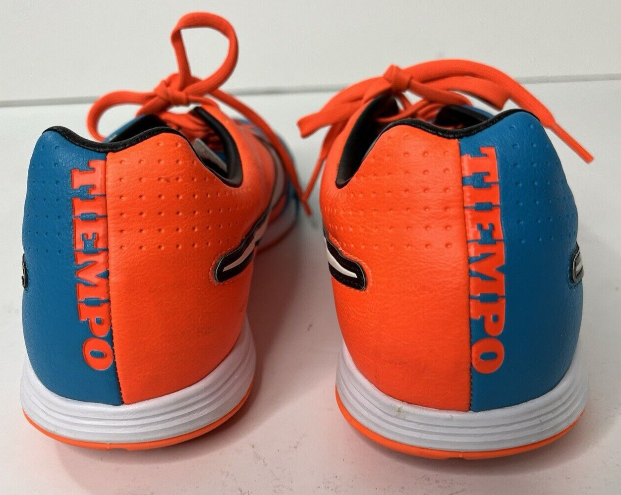 Nike Authentic Tiempo Indoor Blue Orange Soccer Shoes Size 6.5