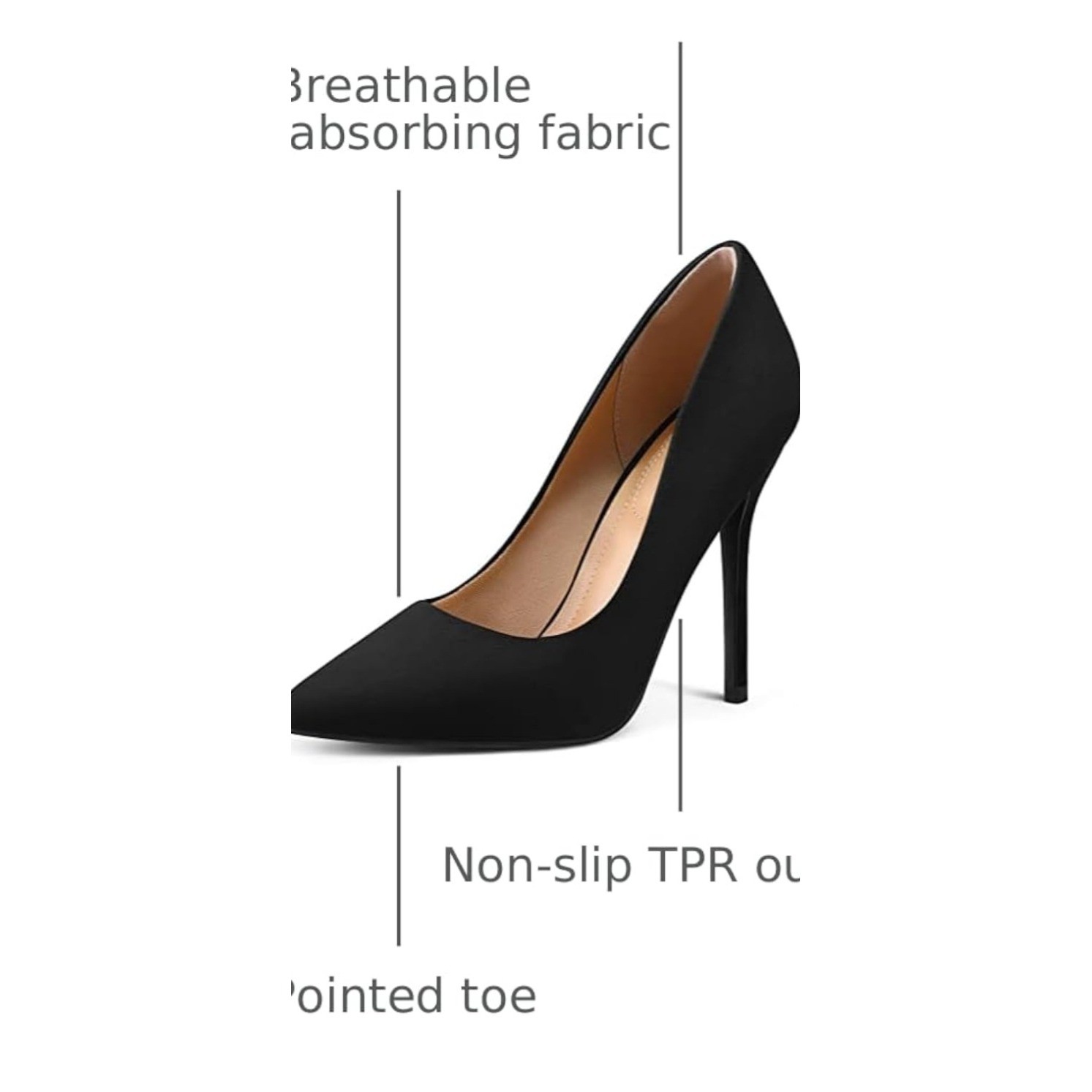 Mysoft Womens Black Faux Suede Pointed Toe Stiletto Pumps High Heels Size 6
