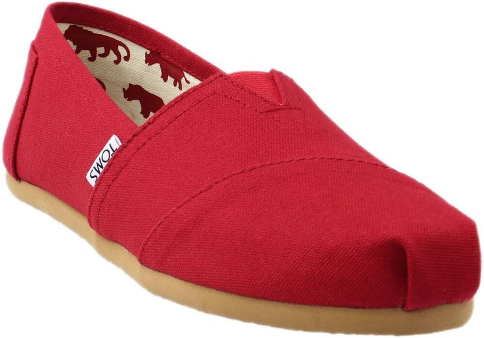 Toms Womens Alpargata Canvas Slip-On Red