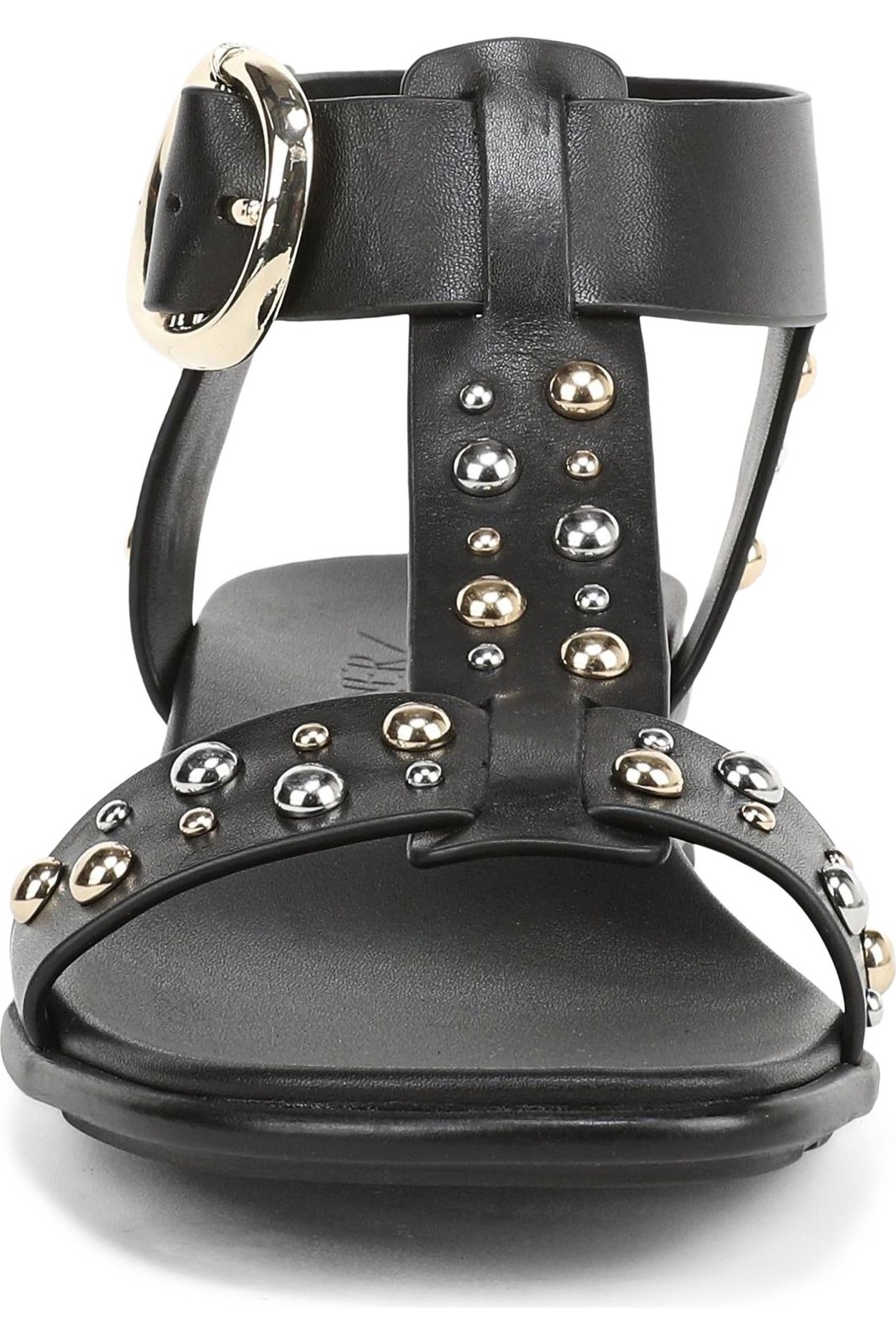 Naturalizer Women’s Brandy Stud T-Strap Buckle Strappy Sandal Black Leather 12W