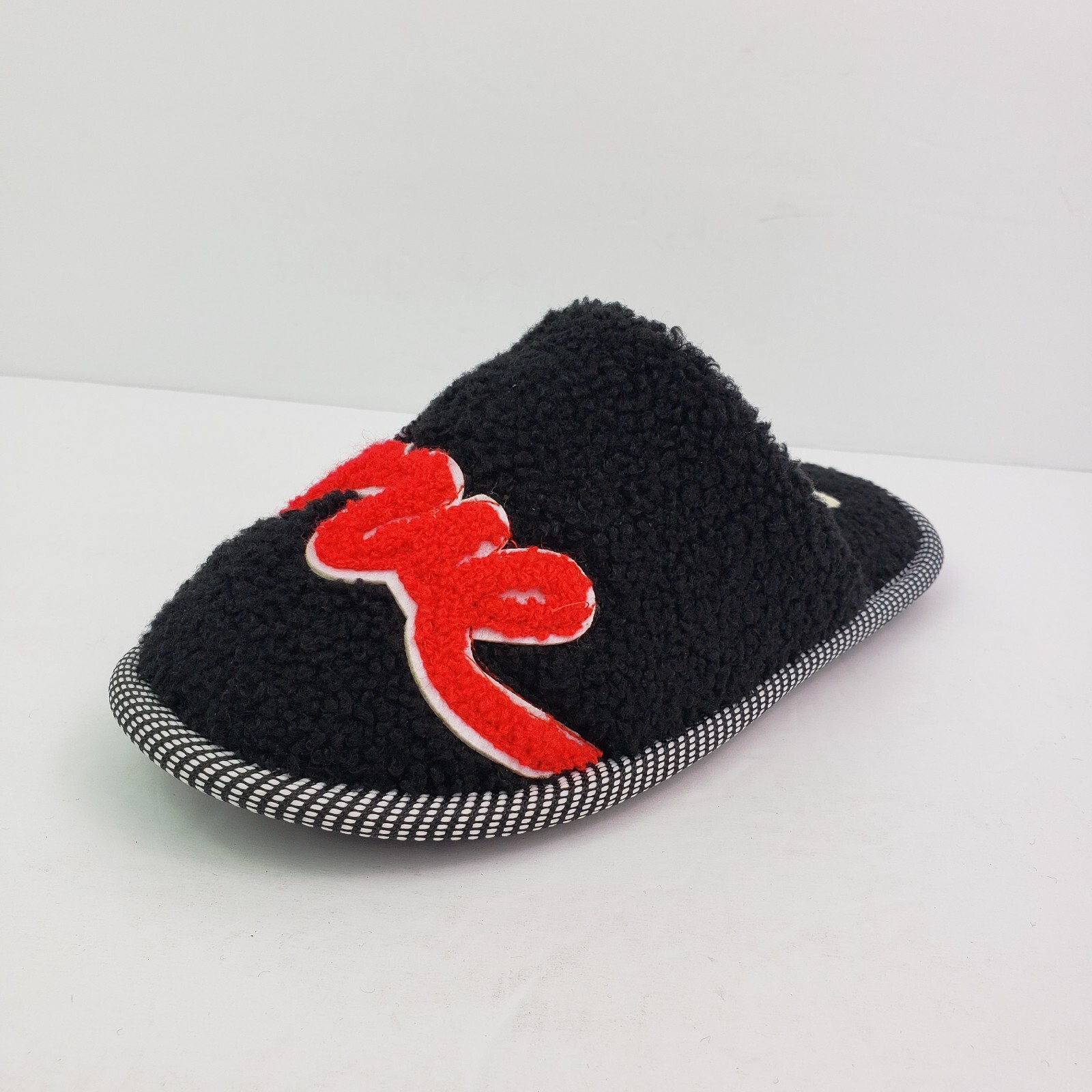 Ellen Degeneres ED Wilesly Womens Size 7 Black Salsa Red Fleece Love Slippers