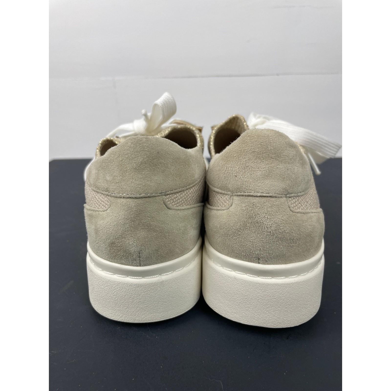 VANELi Sport Yaqira Metallic Knit/Suede Platform Sneakers Light Taupe Sz 7M NWOB