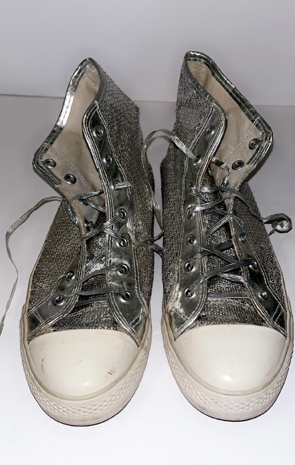 gotta flurt silver glitter shoes size 9 canvas style womens