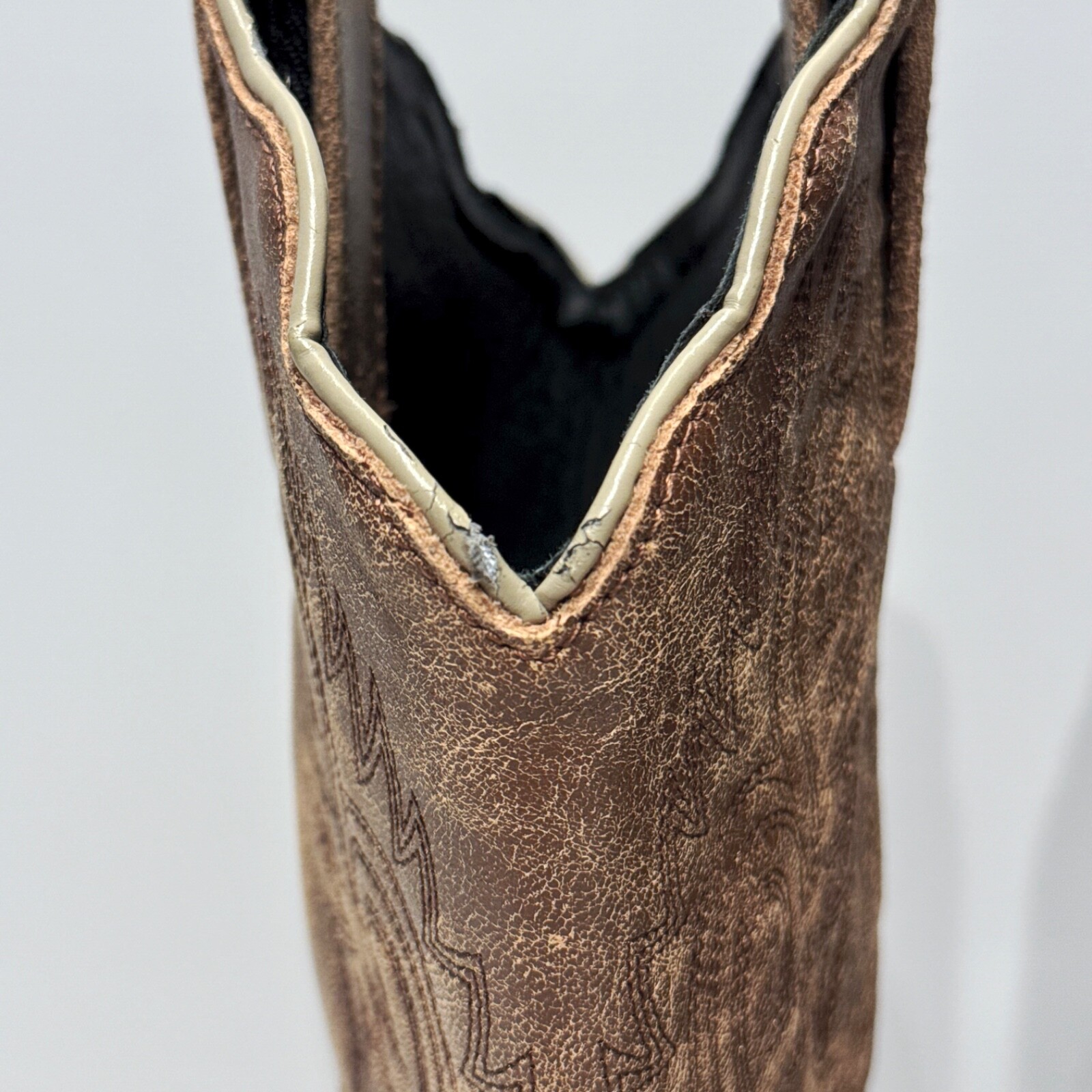 NWOB Rockin’ Country Brown Leather Cowgirl Western Boots Snip Toe Women Size 7M