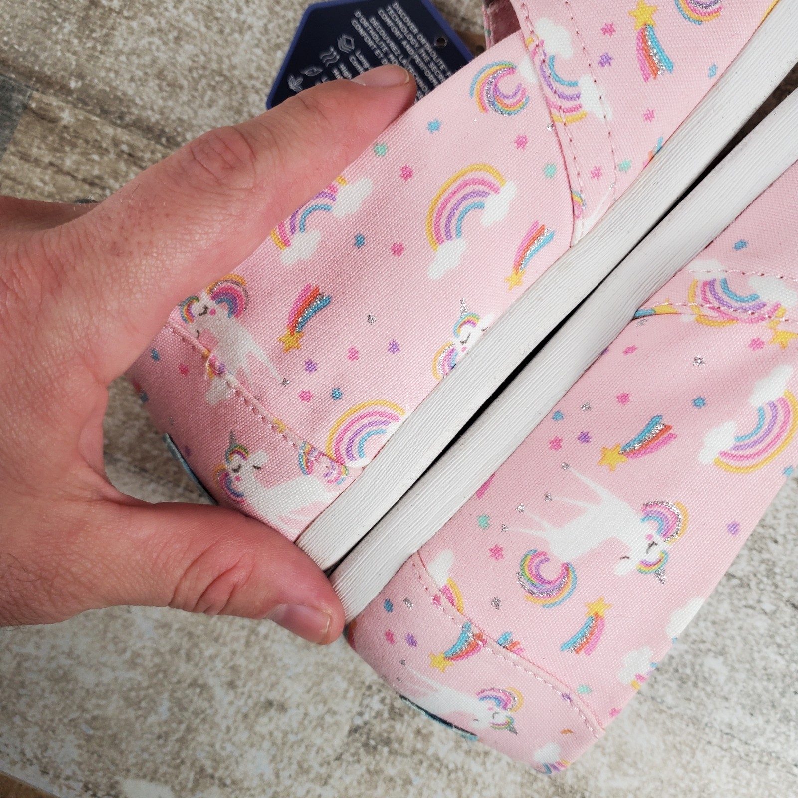 Toms Alpargata Womens Shoes Sz 6 Pink Almond Blossom Unicorn Print Slip On Flats