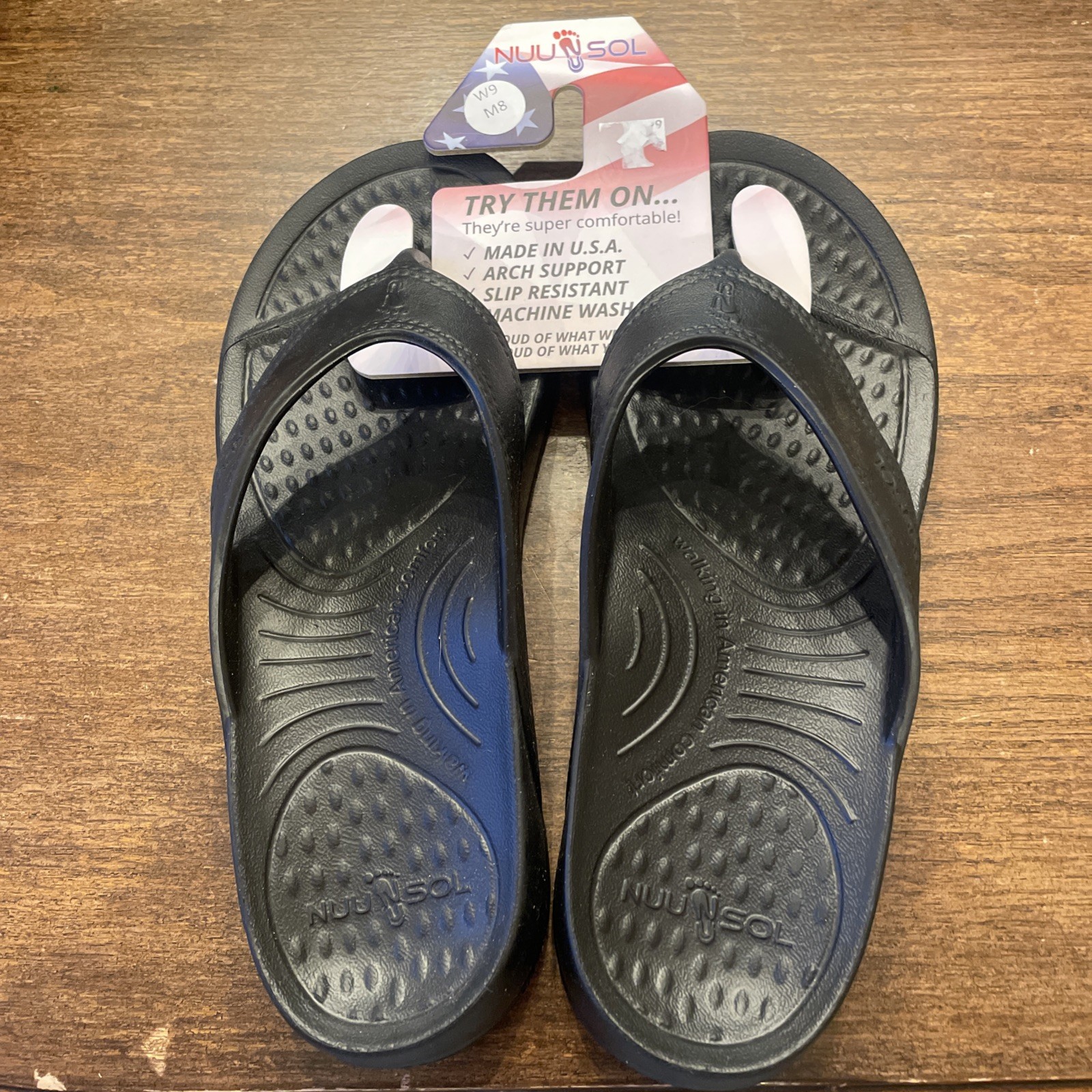 NUUSOL Cascade Women’s Flip Flop Eclipse Black W9 M8 USA Made New