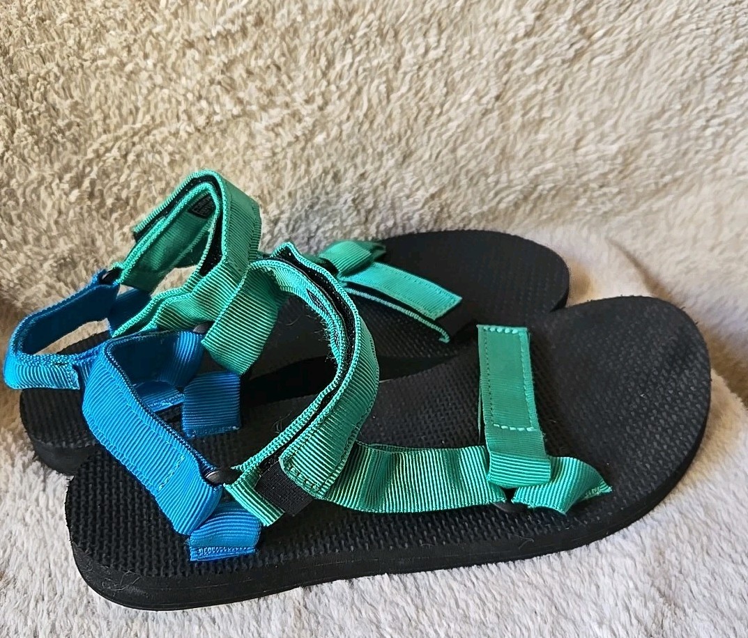 TEVA Womens Original Universal Blue Green Strappy Outdoor Adventure Sandal Sz 10