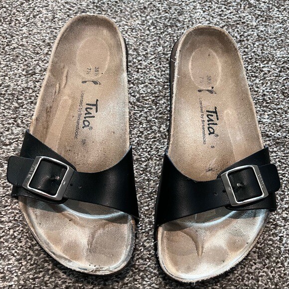 Women’s Tula by BIRKENSTOCK Black Strap Slide Sandals Sz 7.5