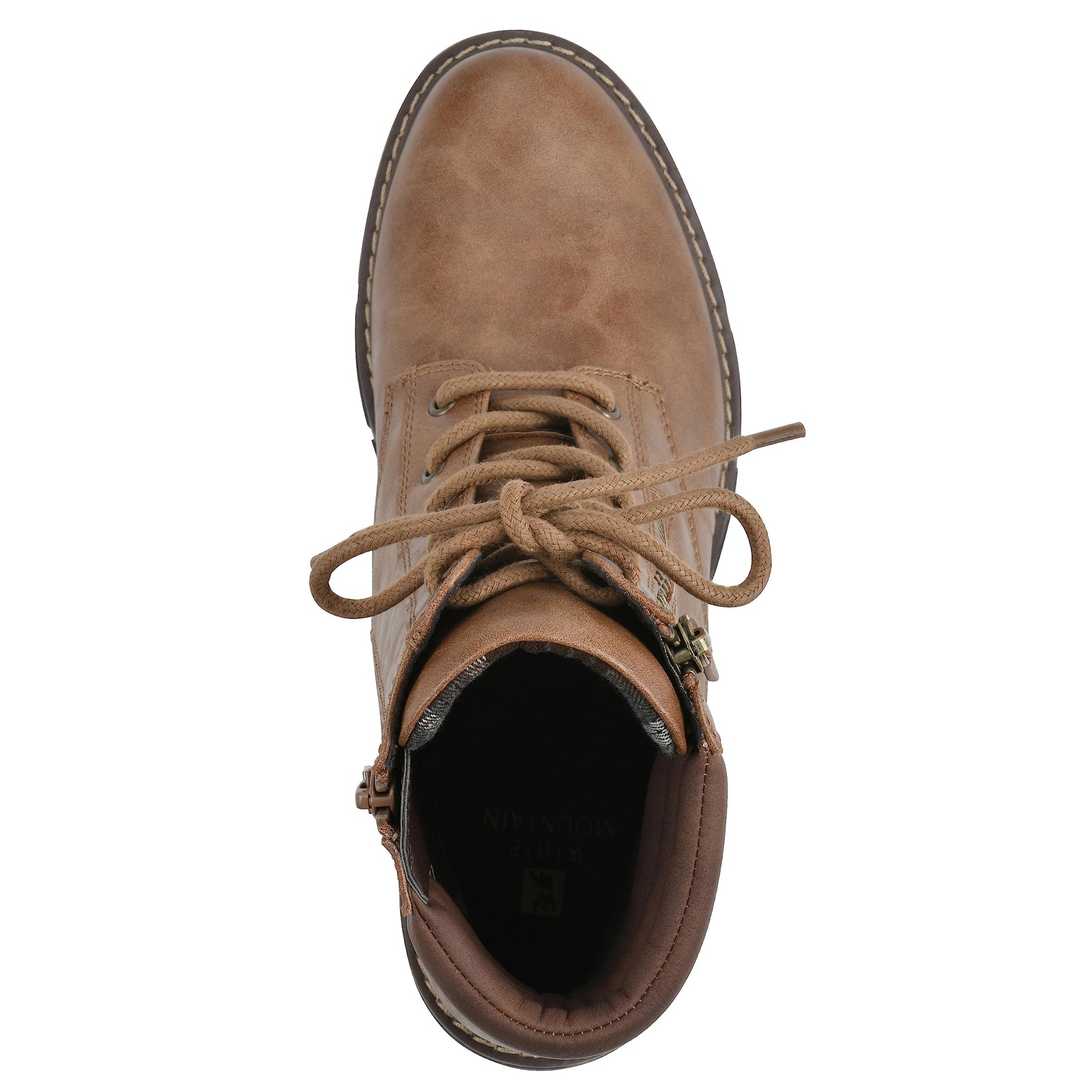 White Mountain Womens Shoes Crazies Block Heel Combat Boot Chestnut/Smooth 10 M