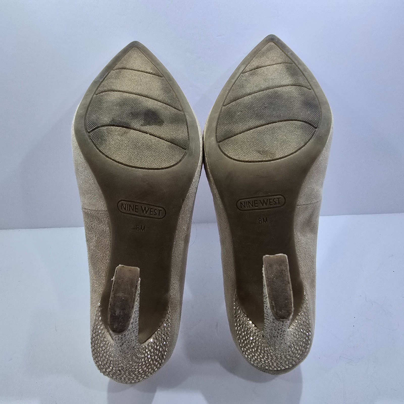 Nine West Natural/Beige Suede Leather Dress Shoes Heels Size 8M