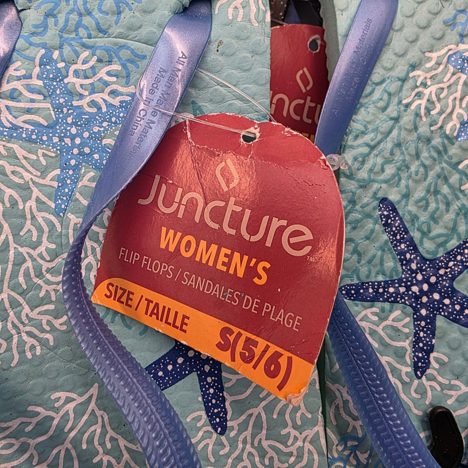 Lot of 10 Juncture Womens Flip Flops Sandals Summer Prints Bee Starfish NWT