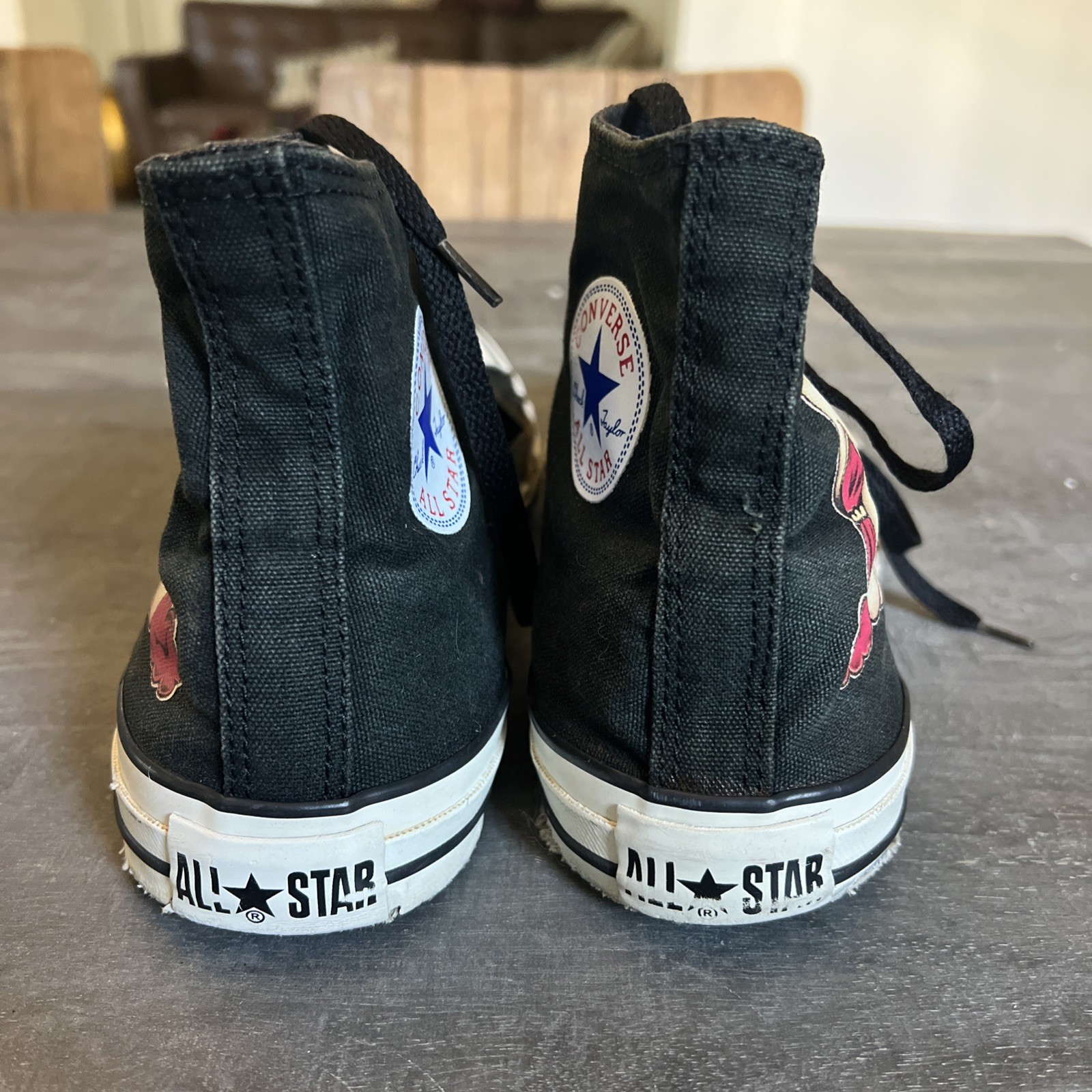 Converse All Star Sailor Jerry Pin Up Tattoo Hi Top Shoes Chuck Taylor M10 W12