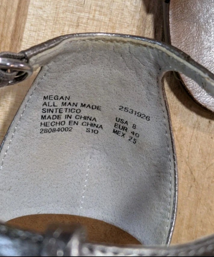 L.E.I. Megan Sandals Silver Tone Straps Women’s 8