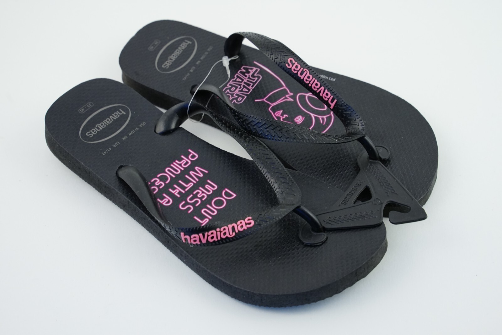 Star Wars Princess Leia NWT! Havaianas Black/Pink USA 9/10 W 8M Sandals 41/42
