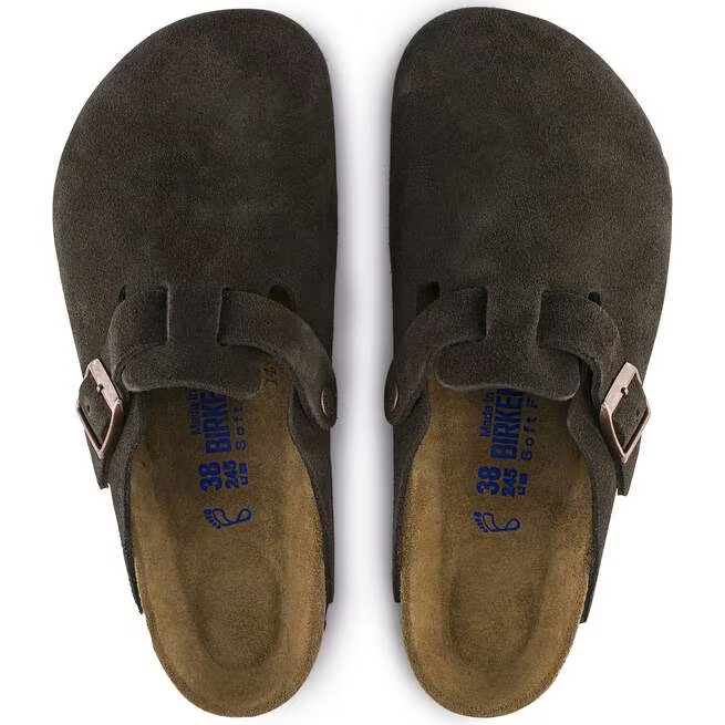 NEW W/BOX! Birkenstock Boston Suede Leather Soft Footbed Clog Shoes Mocha