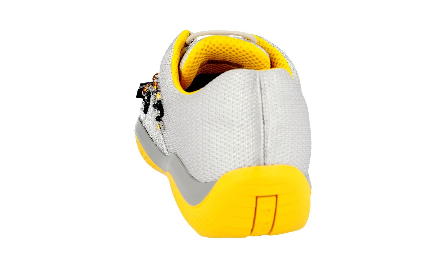 PRADA Americas Cup CRYSTAL Sneakers – 1E784G Silver Yellow NEW – US 6.5 EU 36,5