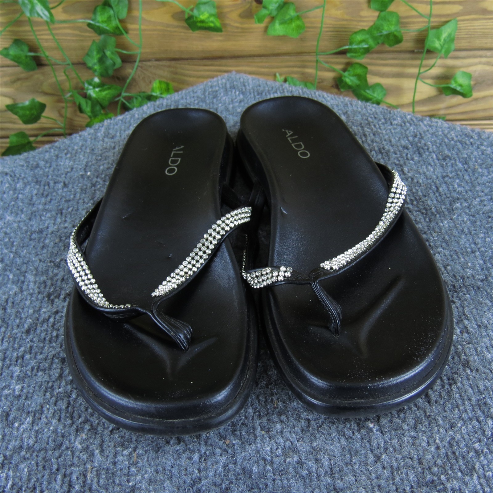 Aldo Women Amity Flip Flop Black Synthetic Sz 38 Medium Gently Used 2025
