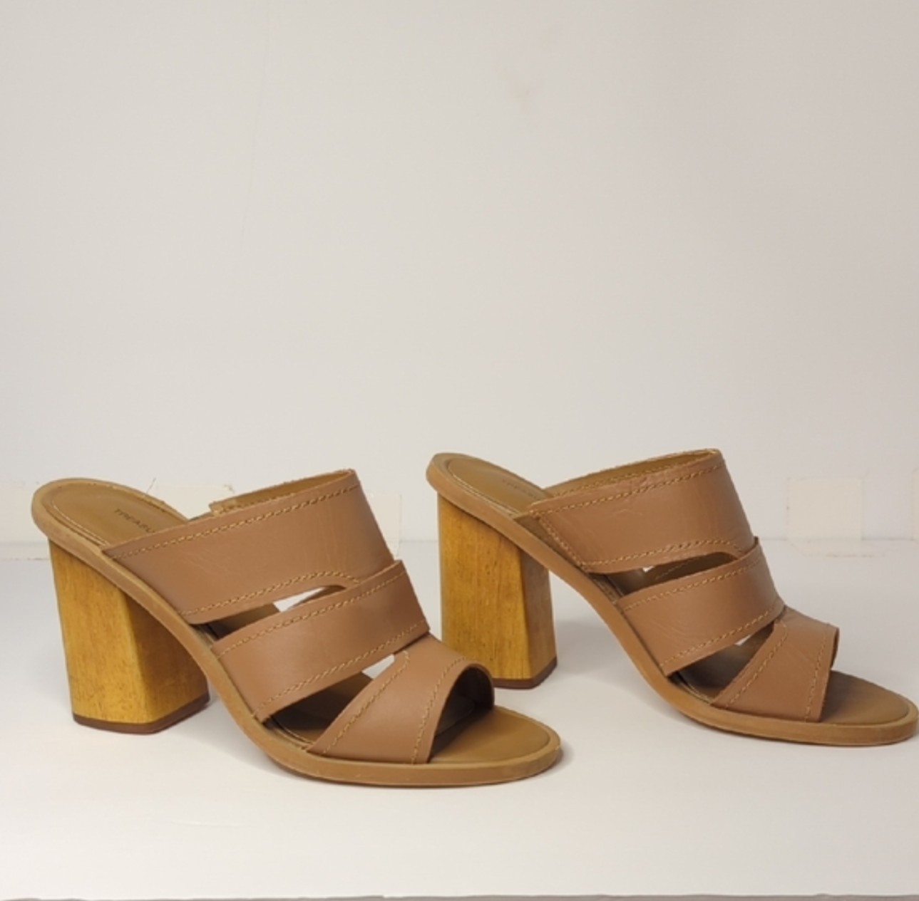 Treasure Bond Allie 3.5in Block Heel Sandals Women’s Size 8 Leather Wood Summer