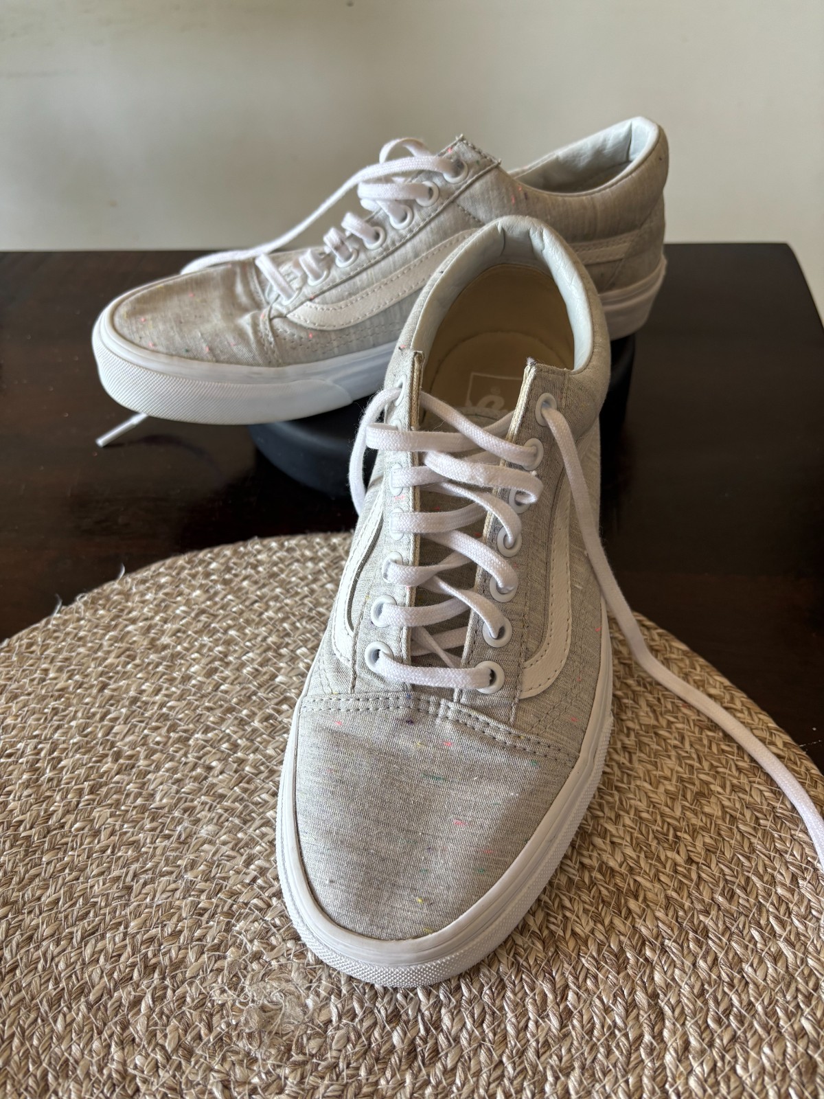 Vans Old Skool Speckle Jersey Womens Size 8.0 Gray White Athletic Shoes Sneakers