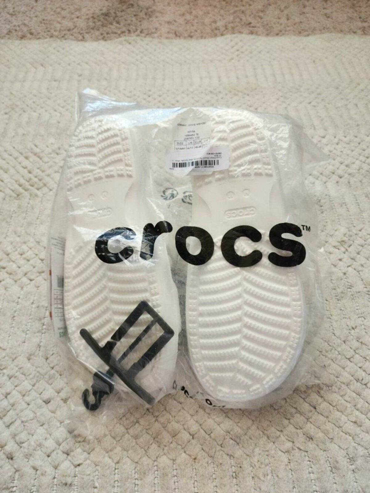 CROCS UNISEX CLASSIC TWO-STRAP SLIDE SANDALS – SIZE: WOMEN 13 MEN 11 – White