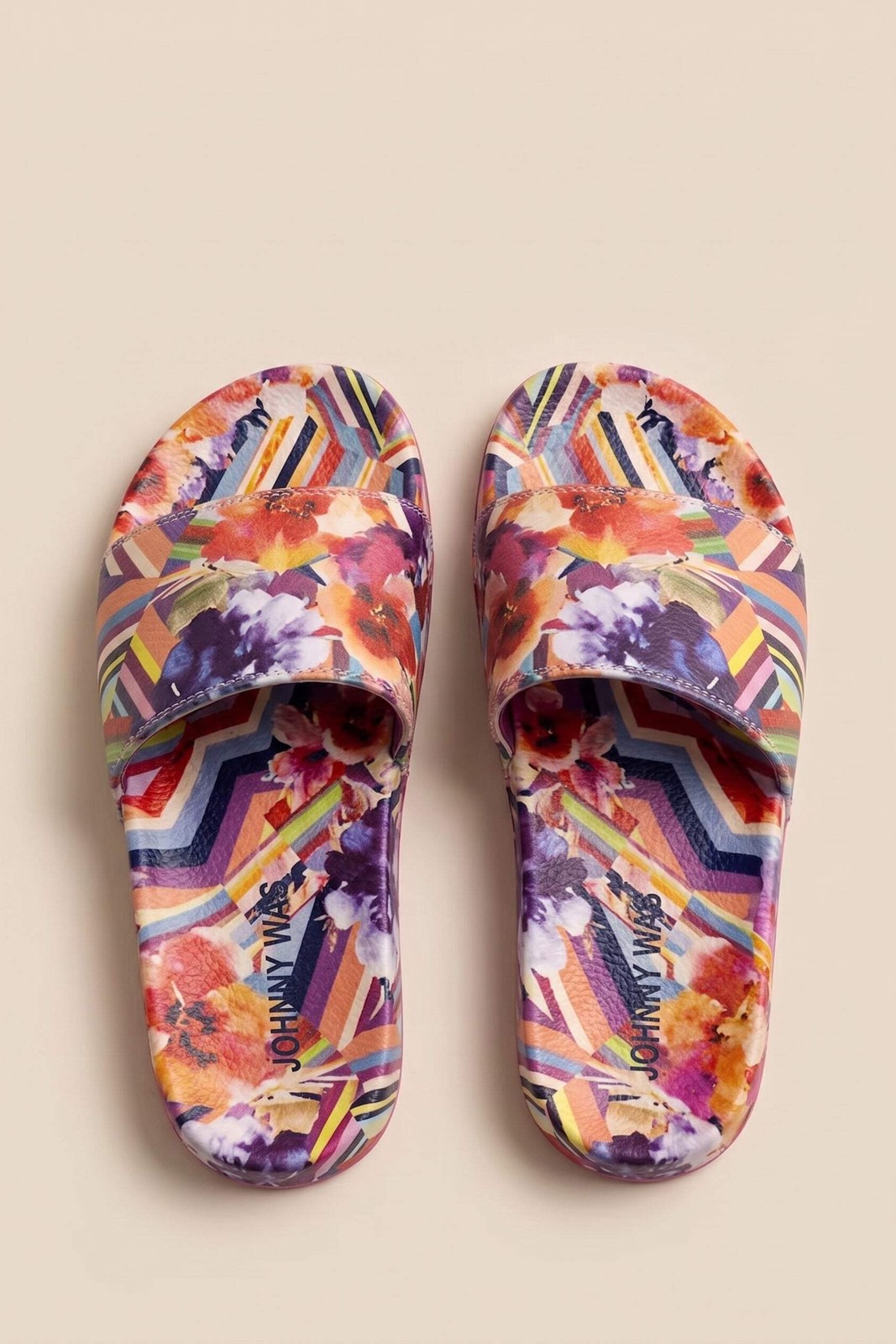 Johnny Was Floral Stripe Pool Side Slide JWS19824-4