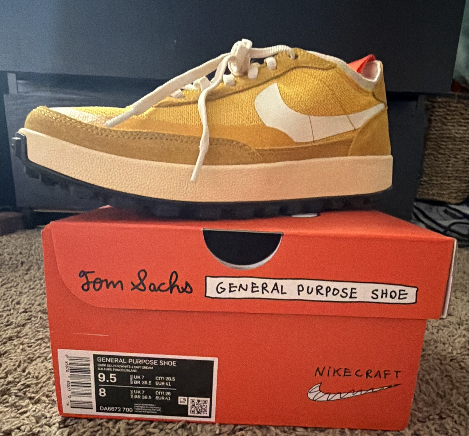Nike Tom Sachs General Purpose Shoe Dark Sulfur DA6672-700 Sz 9.5W 8M