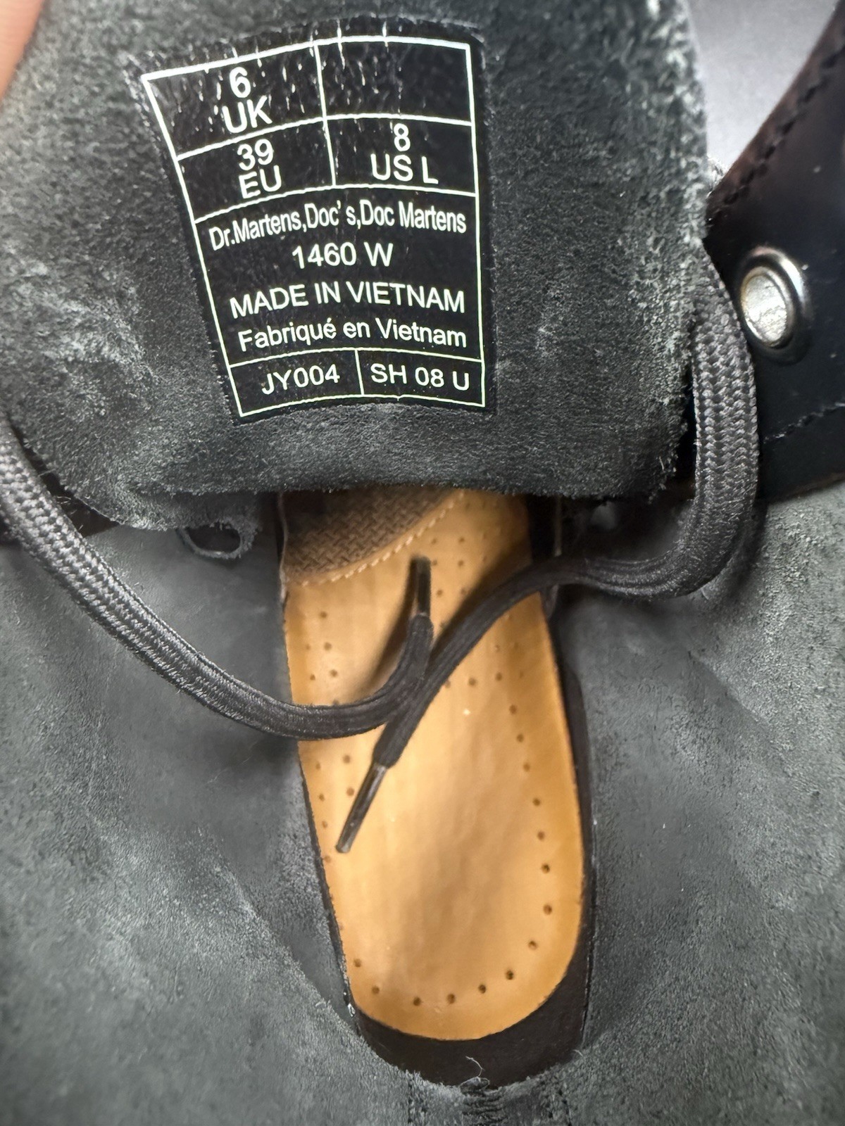 Dr Martens 1460 Women’s 8 Black Smooth Leather 8 Eye Lace Up Combat Boots
