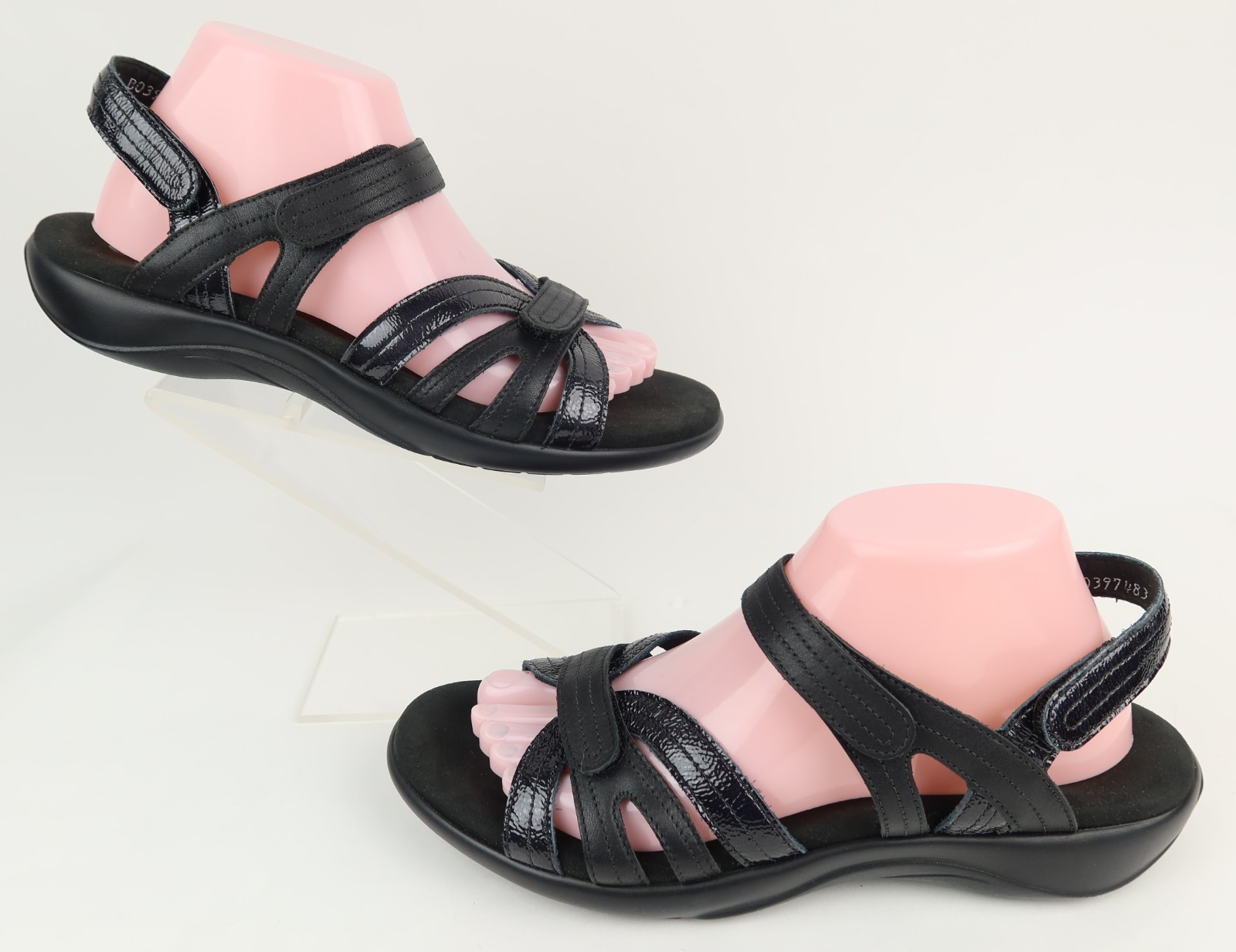 SAS Pier Heel Strap Sandal Black Sand Sz 10 M