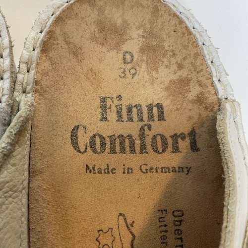 Finn Comfort Sansibar Silver/Ivory Leather Slide Sandals Women 39D/US8 Germany