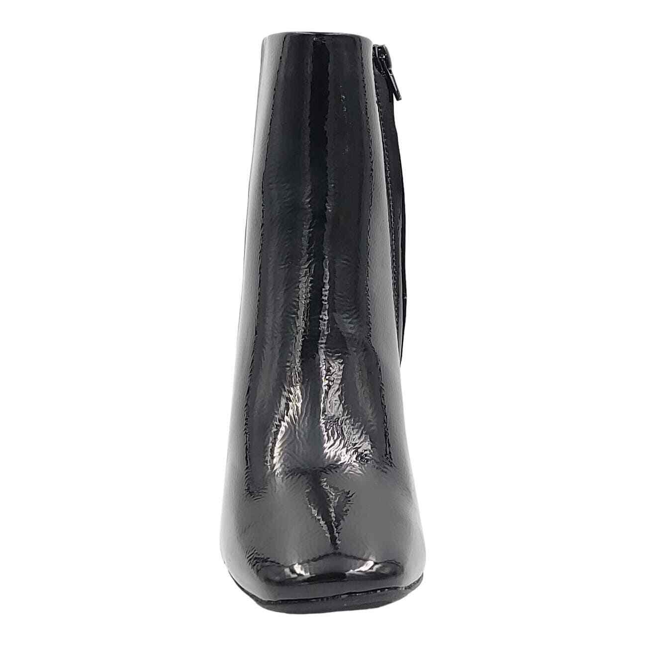 Sugar Women Block Heel Ankle Booties Elly Size US 8M Black Faux Patent