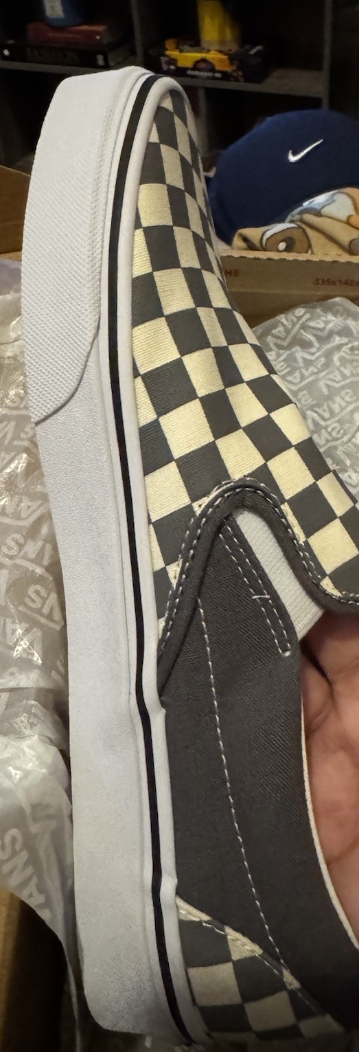 NIB Classic Vans Slip On Signature Checkered Pewter Grey Off White W 11 M 9.5