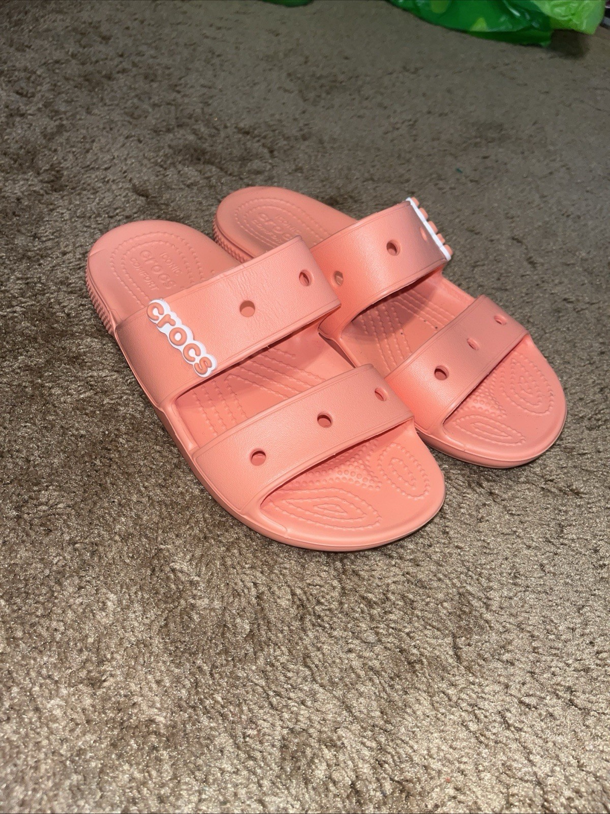 Crocs Classic Double Band Sandals Mens Sz 4 Womens Sz 6 Peach Slide Sandal