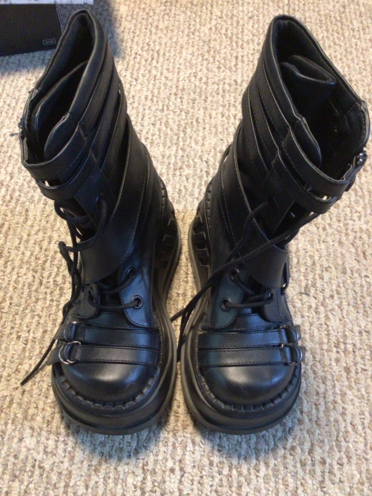 Demonia Black Vegan Leather Sop-26 STO26/BVL Platform Boots Women’s Sz 8