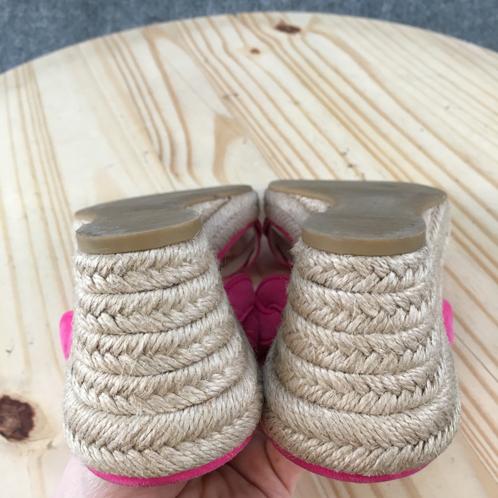 Stuart Weitzman Twistie Sandal Womens 8 Hot Pink Suede Braided Espadrille Wedges