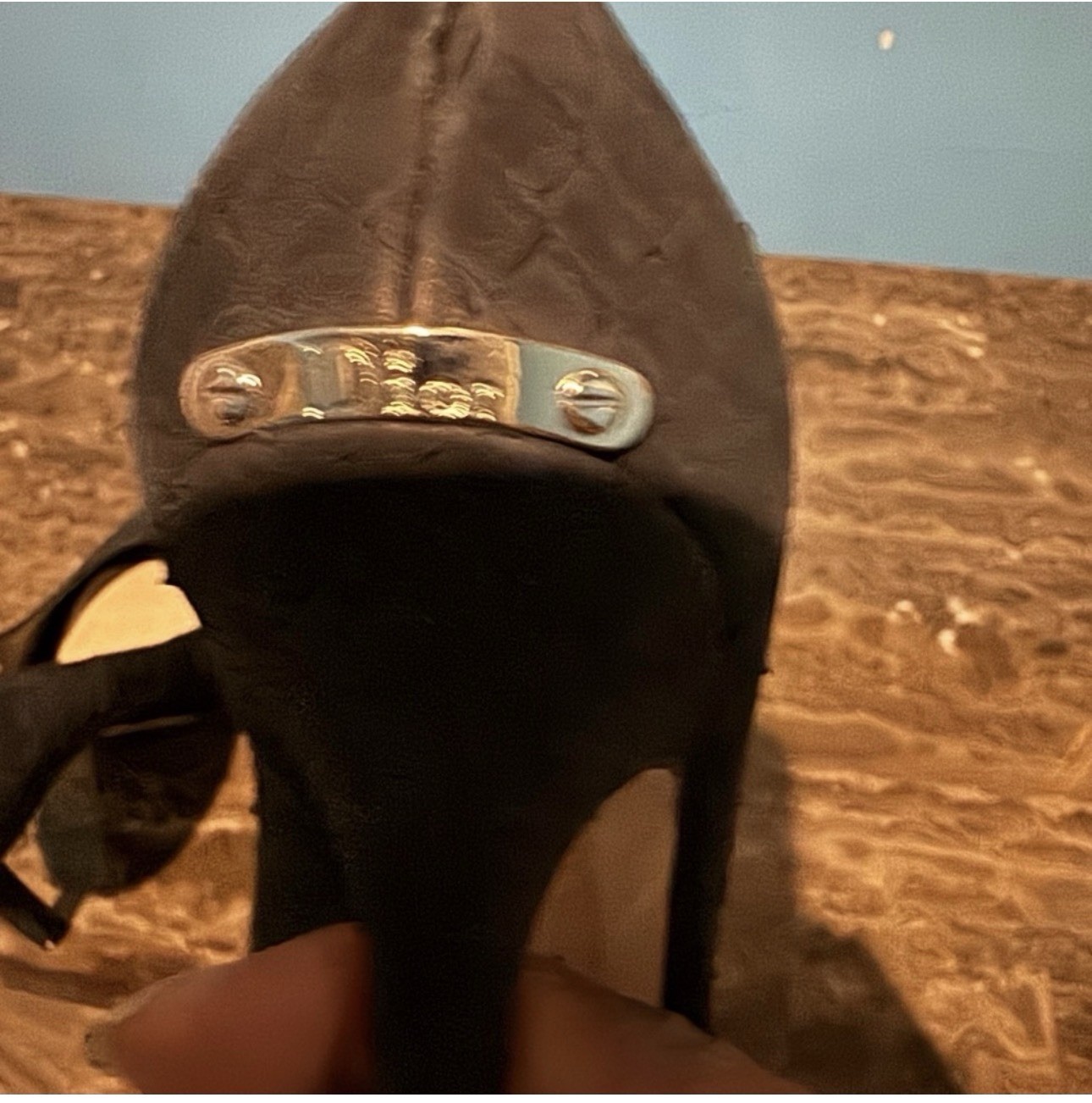 DIOR Black Suede Peep Toe Stiletto Slip On Logo Accent Pumps Womens 5.5