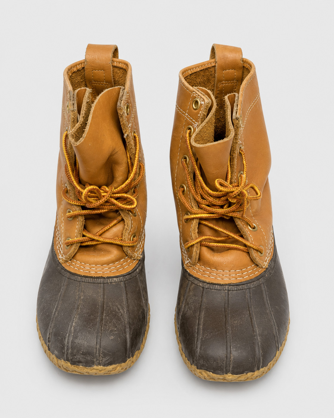 L.L.Bean Bean Boots Size 8M Regular Tan Leather Duck Rain Boots Pre-Owned