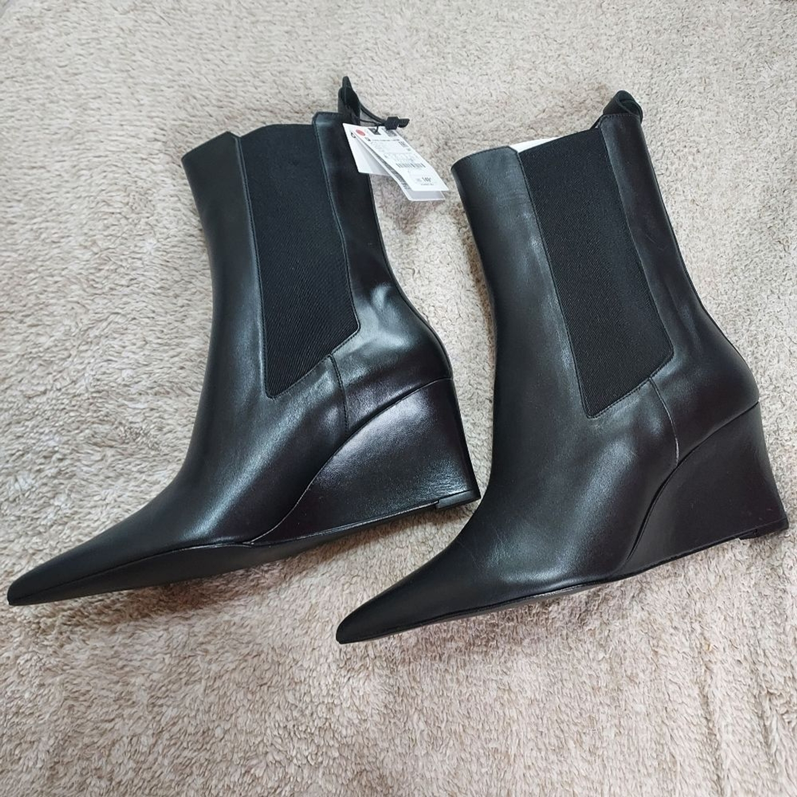 Zara Leather Wedge Ankle Boots