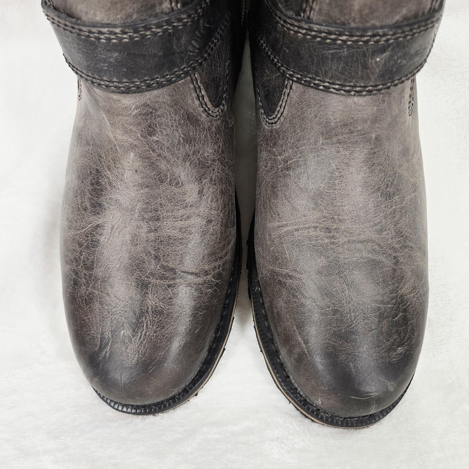 Harley Davidson Boots Womens 9.5 Gray Salley Harness Biker Motorcycle Side Zip