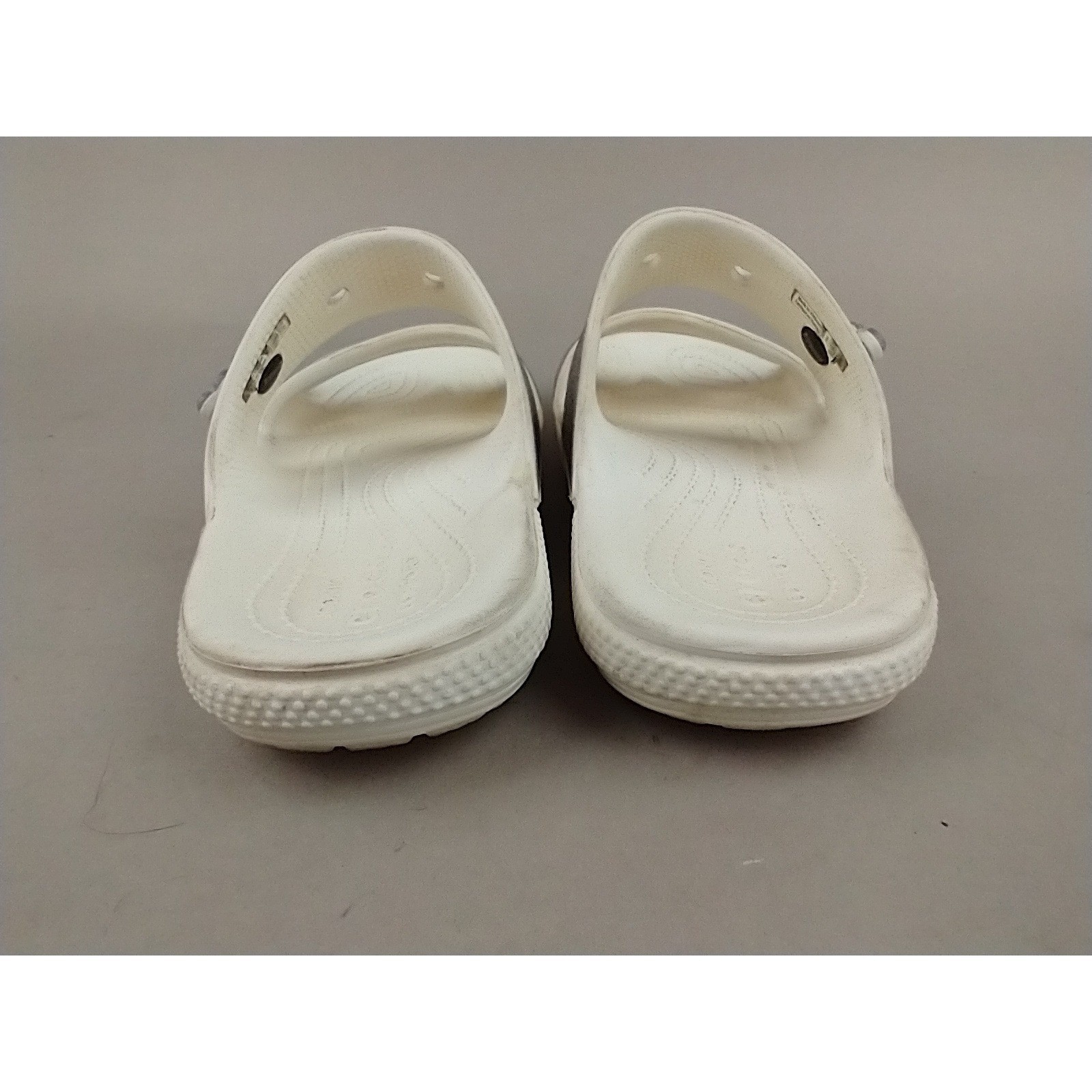 Crocs Classic Sandal Silver Glitter White Two Strap Slide Mens 4 Womens 6