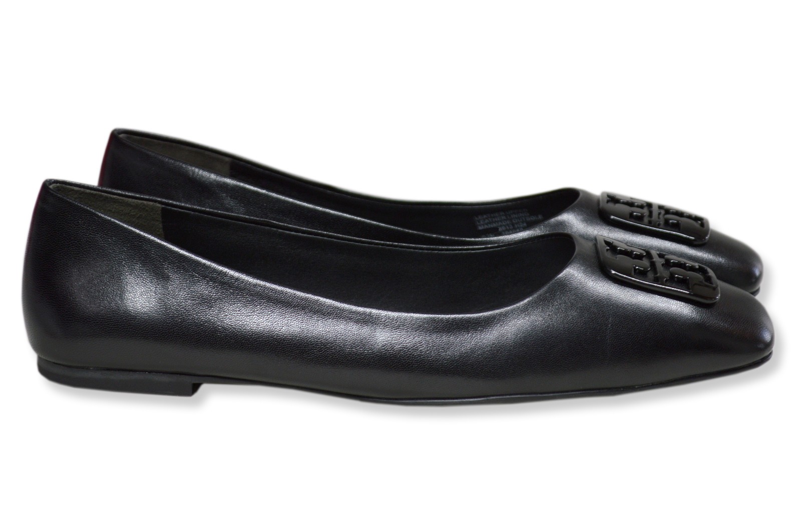Tory Burch Womens Black Leather Georgia Rectangle Squared Balle Flats 8.5 TB-133