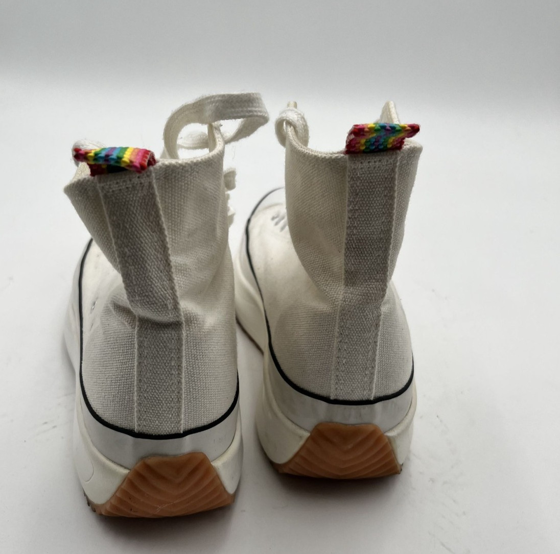 Madden Girl White High-Top Platform Sneakers With Rainbow Pull Tab Size 8