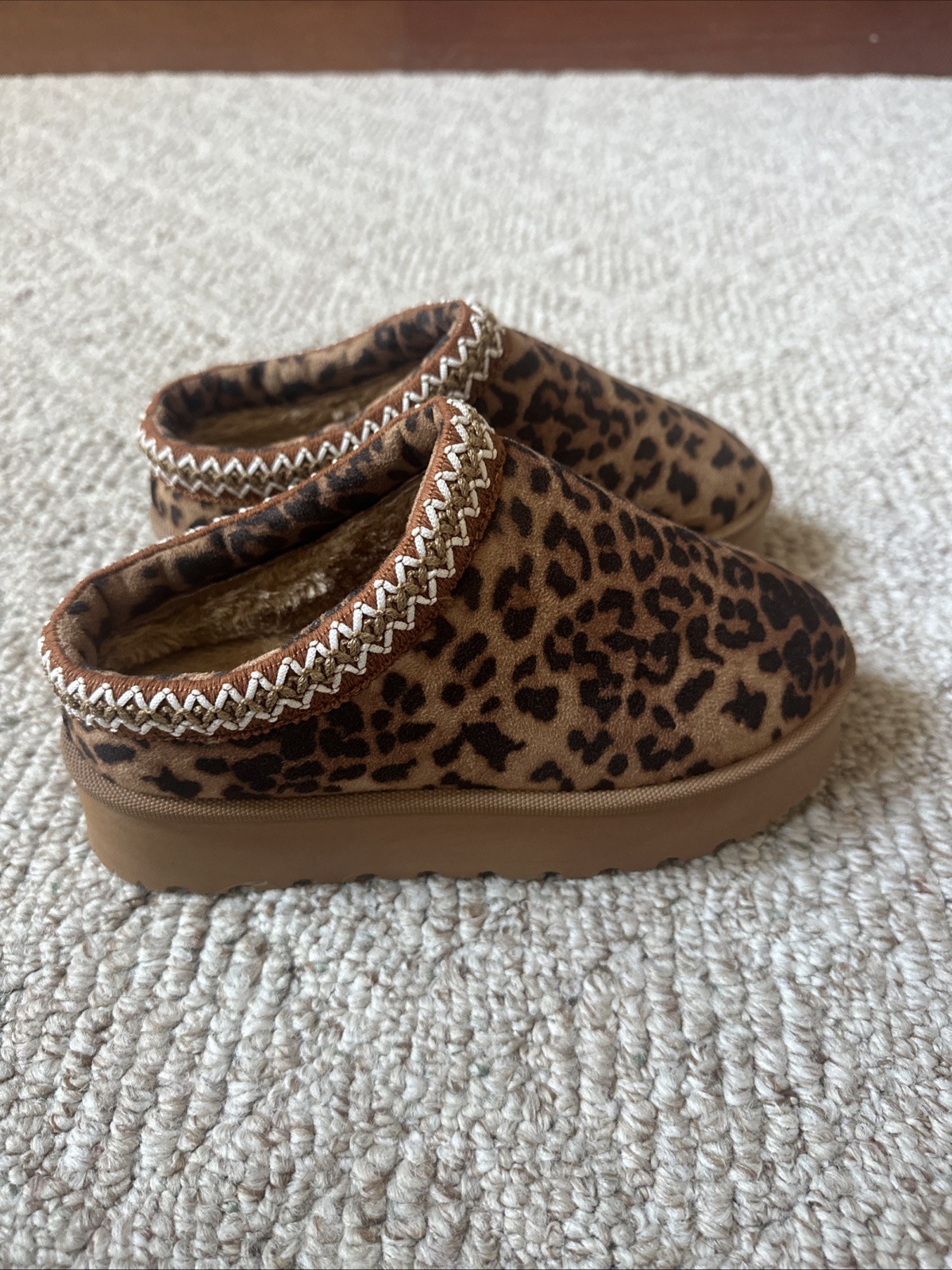 Womens Leopard Print Shoes Slippers Platform No Brand Sz 6.5
